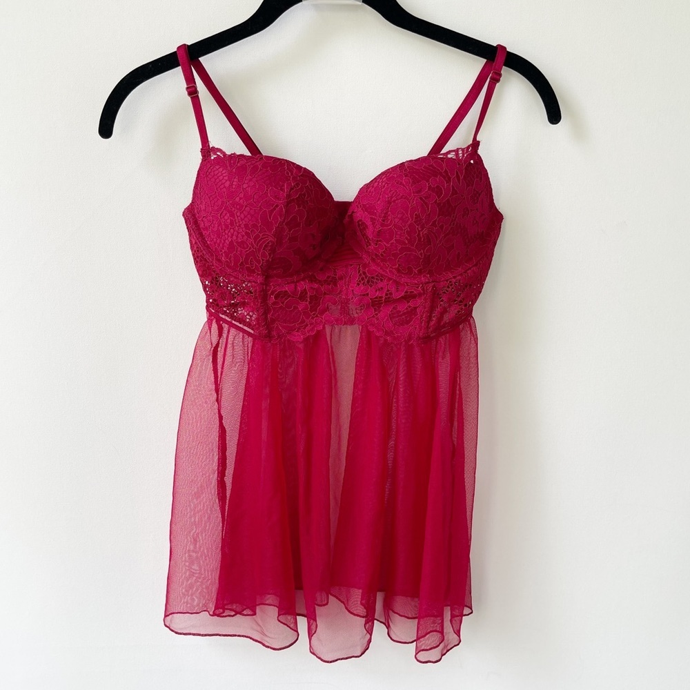 Elegant Lace Babydoll in Red